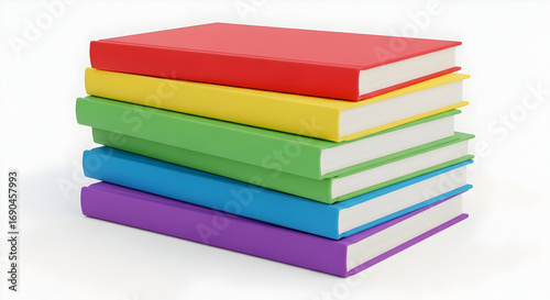 Wallpaper Mural Neatly Stacked Colorful Hardcover Notebooks and Journals — Rainbow Office Stationery Pile Torontodigital.ca