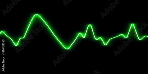 Black background medical heart wave line graph on a monitor