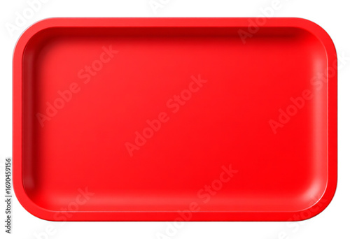 Red Rectangular Tray with Transparent Background, Glossy Modern Design Element