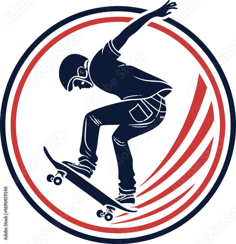 Minimal Skateboarder Logo Icon Vector