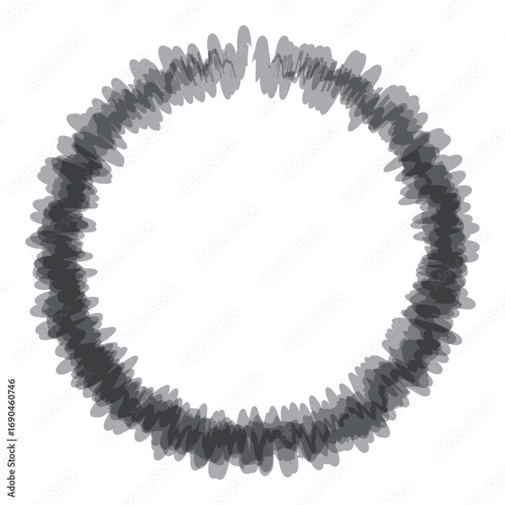 Obraz premium 手描き線の円フレーム 水彩 墨