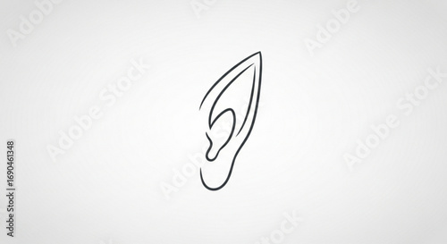 Ear outline drawing vector illustration for anatomy study or medical design and fantasy elf ears concept
