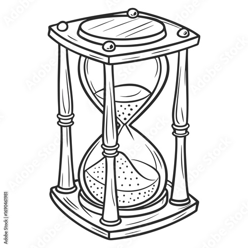 A device used to measure the passage of time, comprising two glass bulbs connected by a narrow neck that allows sand to flow.