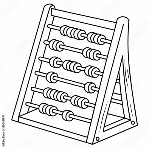 A calculating tool consisting of beads slid on rods, used for performing arithmetic processes.