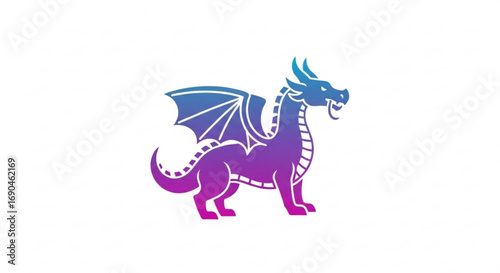 Gradient dragon vector illustration fantasy mythical creature design element for print and web projects use