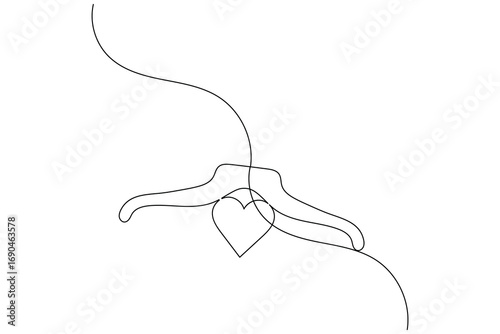 Minimalist clothes hangers single line art isolated vector design

