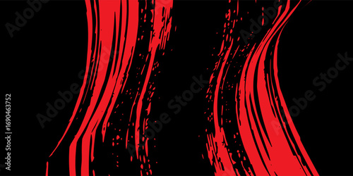 Red black brush stroke pattern car sticker abstract banner sporty lines red black color combination brush stroke pattern grunge motorsport racing design, Eps 10.
