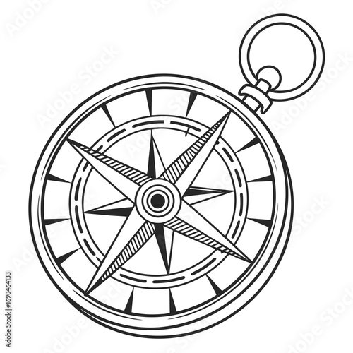 A navigational instrument showing direction relative to the geographic cardinal points, often in a brass housing.