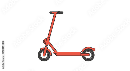 Illustration of a red kick scooter on a white background.