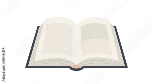 Open book with blank pages, top view, isolated on white background.