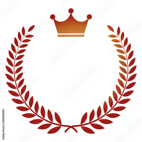 王冠付き月桂冠 葉冠 シンプルなエムブレムの素材 ブロンズ ベクター