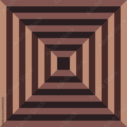 Visual effect created by brown squares getting progressively smaller
