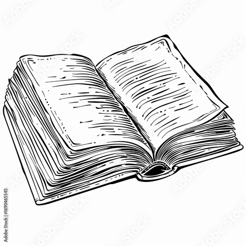 vector drawing of an open book on a white background