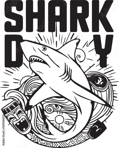 a shark, likely intended for use as a logo, emblem, or print design