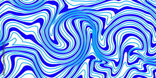 Blue wavy lines abstract background. Trendy psychedelic retro style backdrop. Waves, swirl and twirl pattern. Twisted distorted vector texture. Y2k aesthetic design