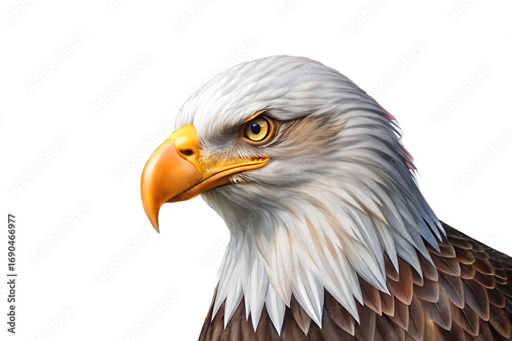 Fototapeta premium Eagle head with american flag colors isolated on a transparent background