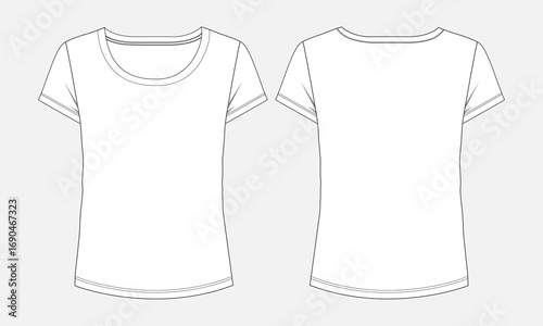 T shirt tops Technical drawing template for ladies