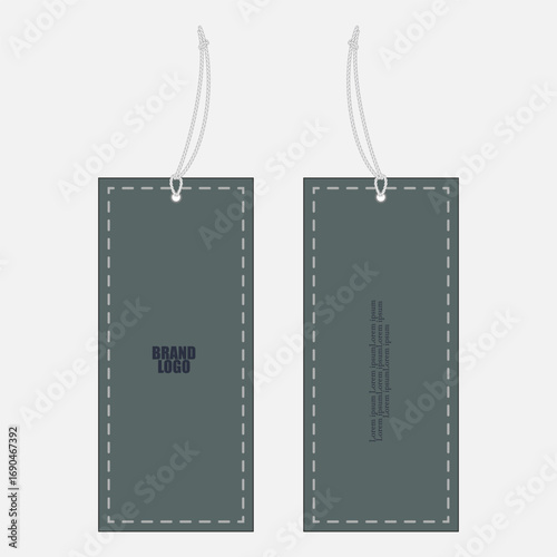 Clothing hang tag Vector illustration template design front and back view easy editing and customizable.	