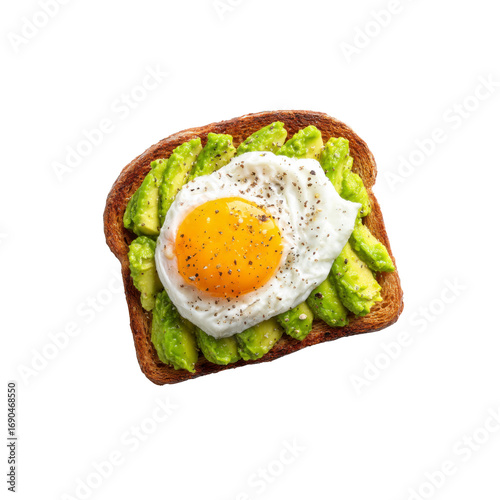 Delicious Avocado Toast with Fried Egg - Overhead Shot
