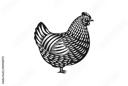 Monochrome of Chicken on White Background Poultry Design
