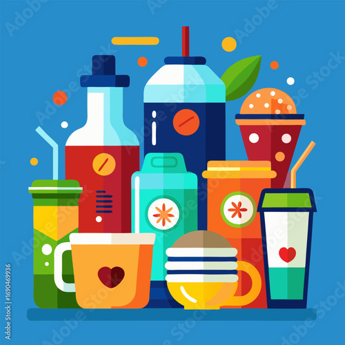 Set of milk and dairy products