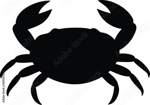 Silhouette of a Crab, Claws, on White Background