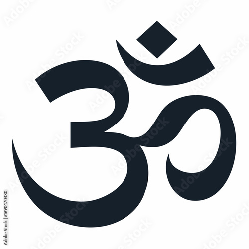 Black Om symbol vector illustration for spirituality and meditation