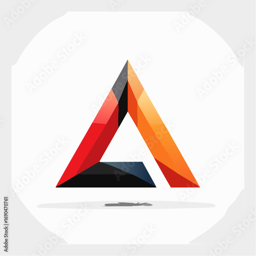 Modern abstract triangle logo in red, orange, and black geometric design