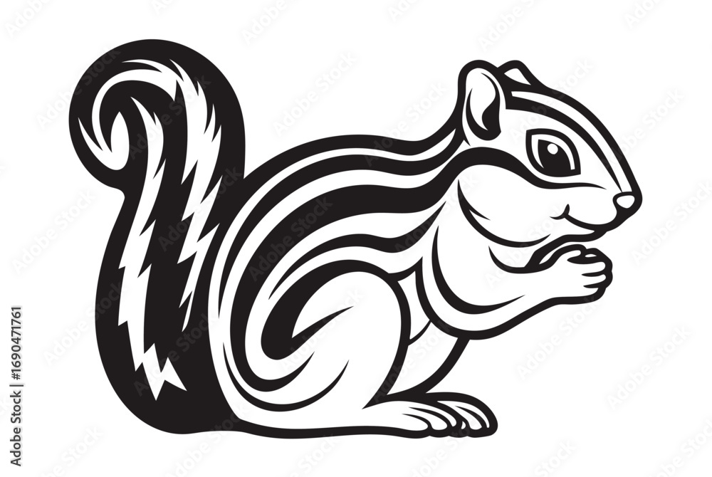 Obraz premium Squirrel Silhouette with Bushy Tail on White Background