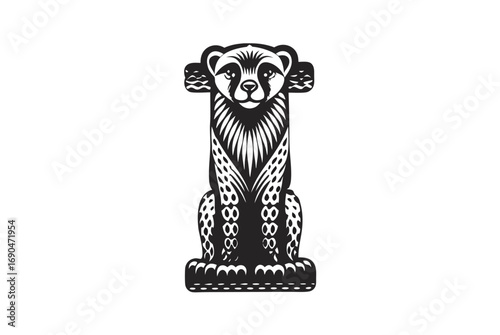 Standing Cheetah Silhouette On a White Background Design