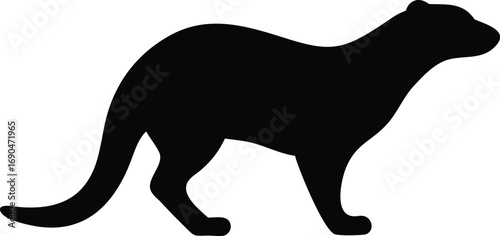 Standing Ferret Silhouette on White Background