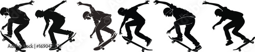 Skateboarder Performing Tricks Silhouettes skateboarding