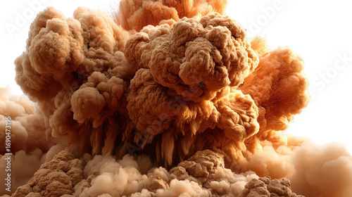Powerful Brown Smoke Explosion with Intense Dynamic Motion