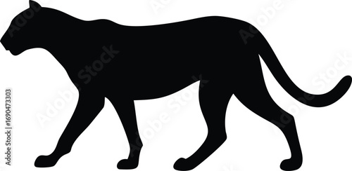 Walking Jaguar Silhouette Isolated on White Background Design
