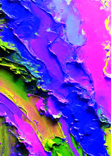 Vibrant Neon Abstract Painting – Colorful Oil & Acrylic Canvas Art with Bold Brush Strokes and Textured Palette Knife Details. Vibrant Neon Abstract Painting – Colorful Oil and Acrylic Canvas Art with