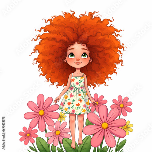 A Whimsical Girl in a Flower Field