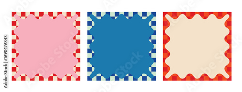 Design template square checkered blob retro set collection