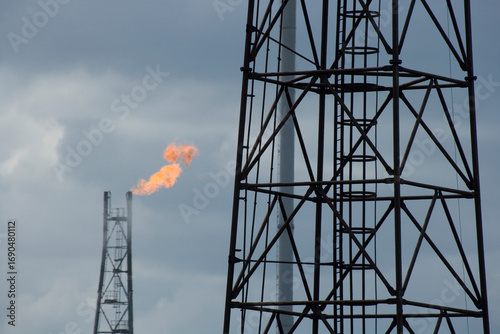 Bilde på lerret Gas flare at the old Redcar Steelworks, now demolished