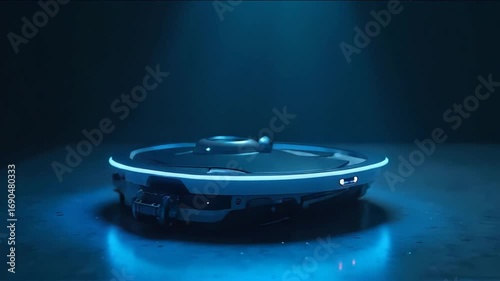 Autonomous Robot Vacuum Cleaning Floor in Dark Environment with Blue Lighting