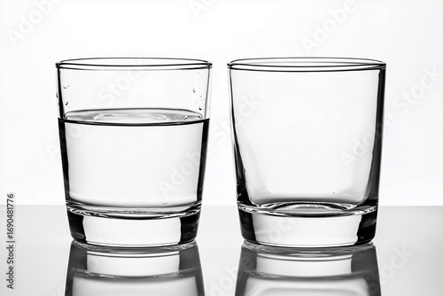 Wallpaper Mural Empty glass and glass with water on white background, generated AI Torontodigital.ca