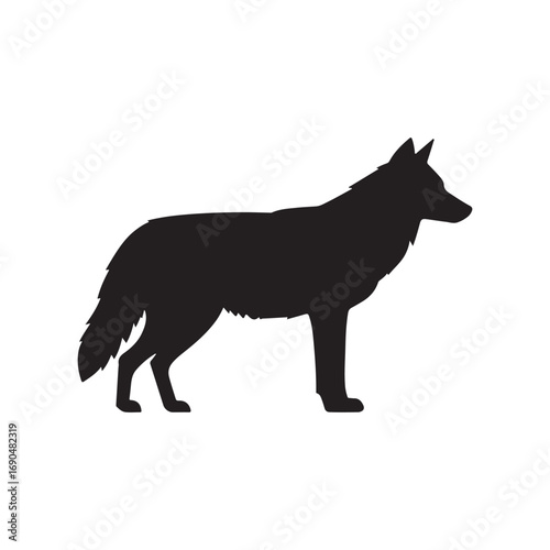 Western coyote silhouette vector flat illustration design on white background
