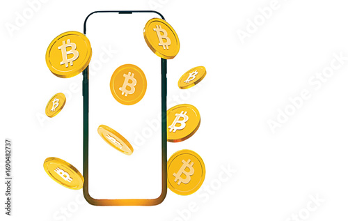 Digital currency transactions and financial technology on mobile devices, illustrating online wealth management