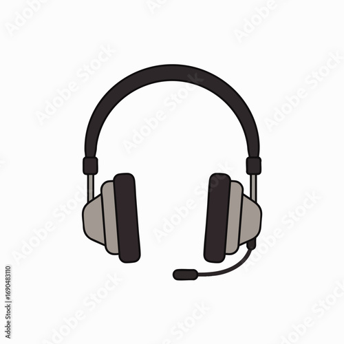 A modern black and grey over-ear headset with an attached microphone, perfect for gaming, remote work, or customer support, isolated on a clean white background.