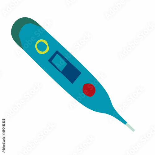 Flat Design Digital Medical Thermometer Tool Temperature Check Symbol