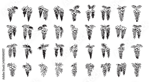 Collection of detailed icicle illustrations in a distinctive silhouette style