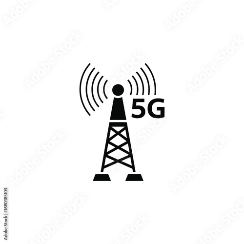 5g network tower icon representing next generation wireless technology, isolated on white background