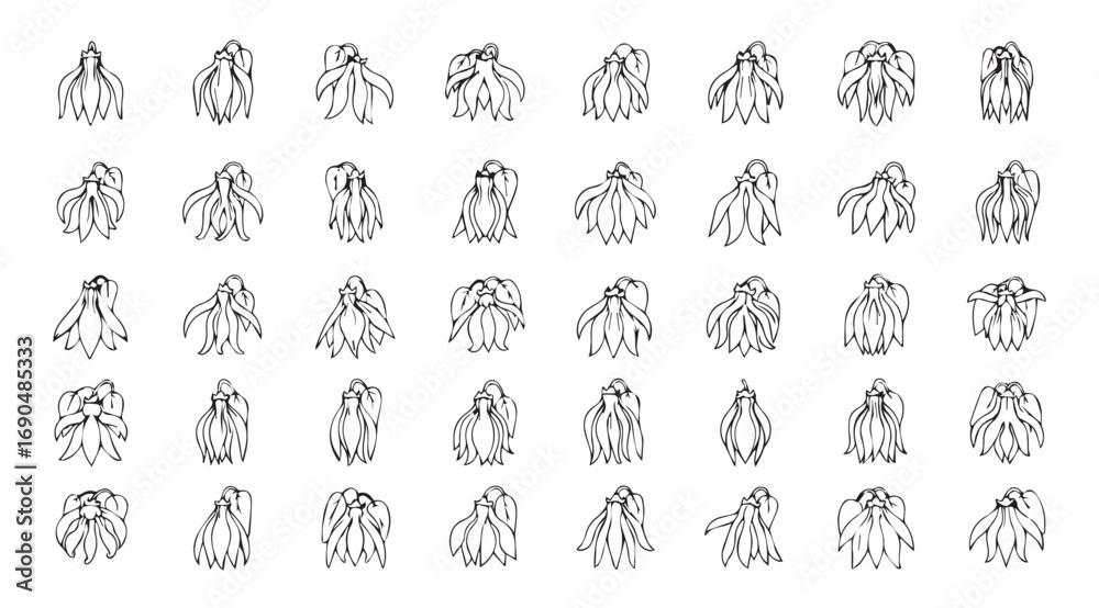 Naklejka premium Collection of abstract geometric figures in a repeating pattern silhouette