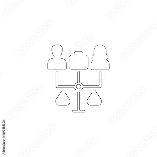 Gender equality in the workplace isolated on white background equal opportunity for man and woman on scale