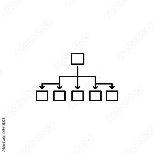Hierarchical structure diagram isolated on white background, representing organization, management, and relationships