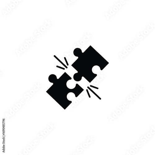 Two puzzle pieces fitting together isolated on white background, representing teamwork and collaboration